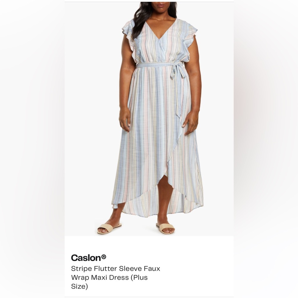 Caslon stripe flutter sleeve maxi dress